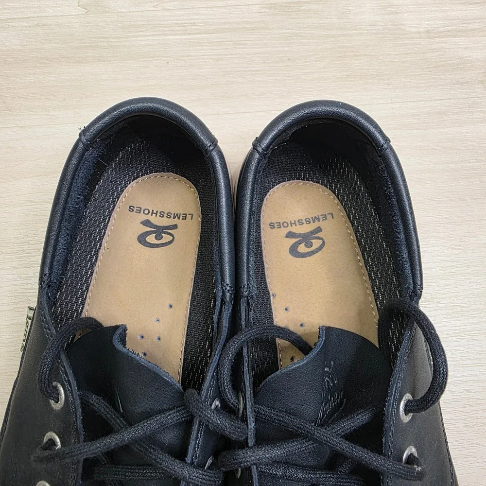 Lems Mariner Navy Leather Barefoot Boat Shoes Mens 43 Minimalist Zero Drop